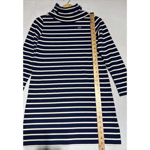 Vineyard Vines Girls Large 14 Funnel Neck Stripe Knit Dress Blue White Cotton - Picture 11 of 16